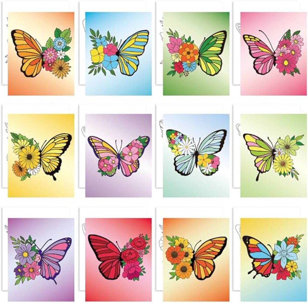 12Pcs 8 x 10 Inch Pre Drawn Canvas to Paint for Adults, Paint Canvases for Painting, Pre Printed Canvas Set Sip and Paints Kit for Paints Party Favors(Butterfly)